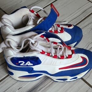 Kids White and Blue Athletic Shoes